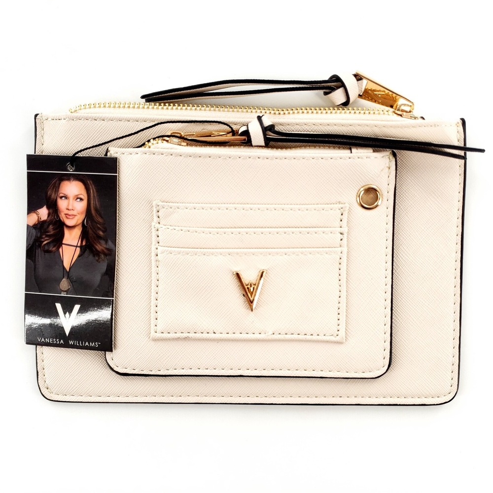 Vanessa Williams Lush Collection Zip Pouch Off White 9" x 6" Brand New w/ Tag